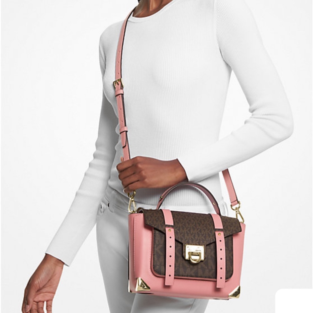 MICHAEL KORS
Manhattan Medium Leather and Logo Satchel
COLOR PRIMROSE
NWT - Picture 15 of 16